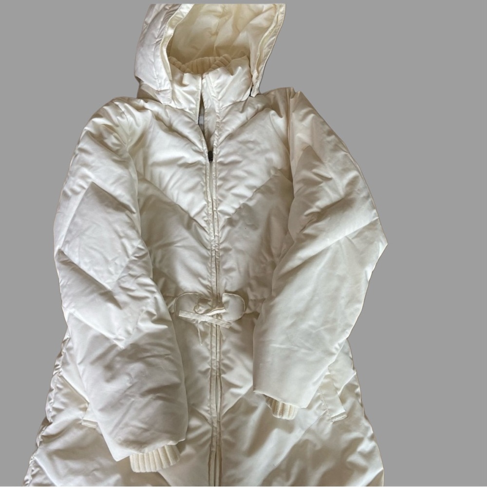 Lands' End White Puffer Jacket with High Collar Kids GUC